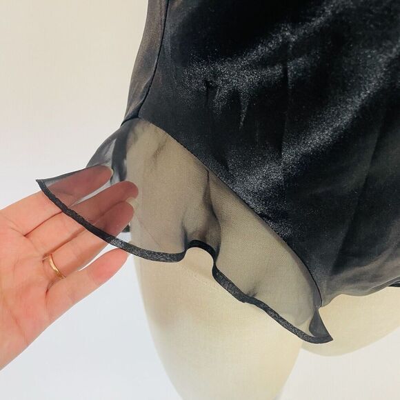 Vintage Josie Lingerie Satin Bodysuit Women's Size Medium Black Lace Bow - Picture 5 of 10